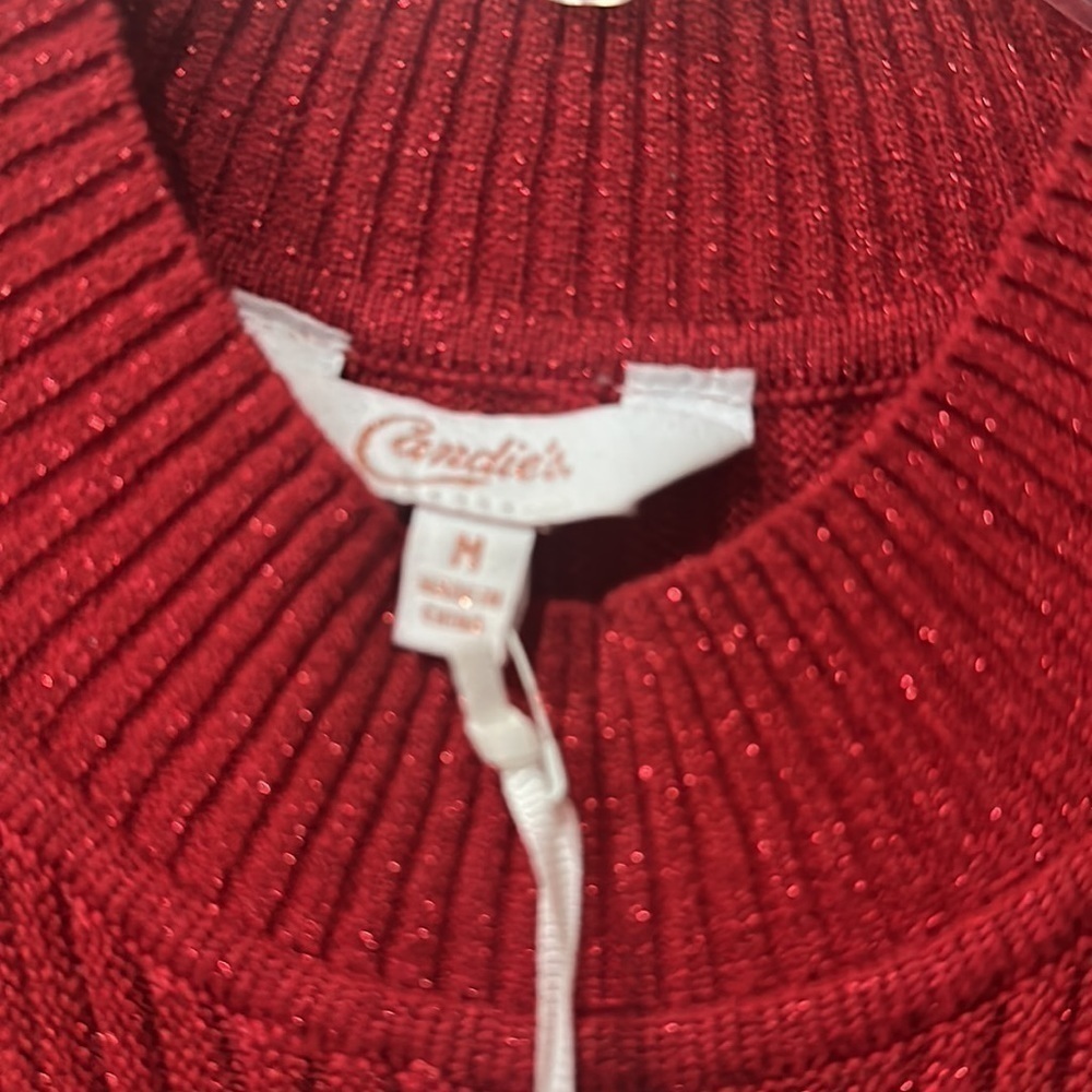 Candies size M red, mock turtleneck, sleeveless sparkly, sweater, dress - Picture 3 of 6